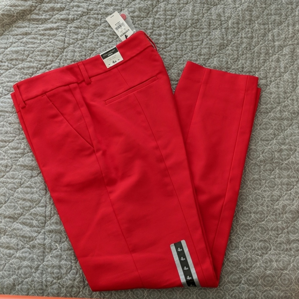 Express Red Ankle Columnist Slacks